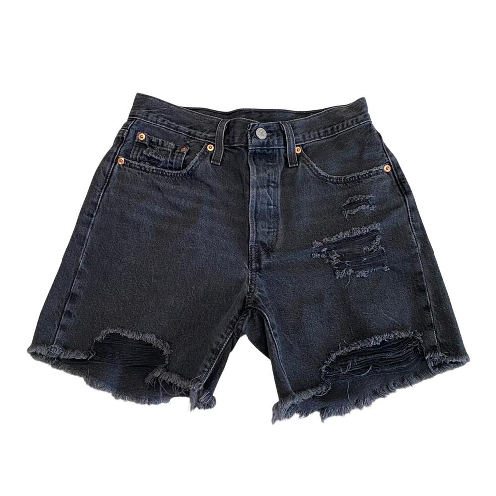 Levi's 501 Casual Chic 100% Cotton Distressed Button Fly Mid-Thigh Jean Shorts